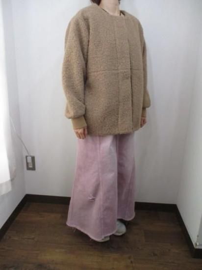 送料無料 ディニテコリエ Dignite collier モヘア混 ボアブルゾン レディース アウター IN-80256394 ノーカラー 防寒 軽量 暖かい 丈長め 25秋冬新作 MOCHA