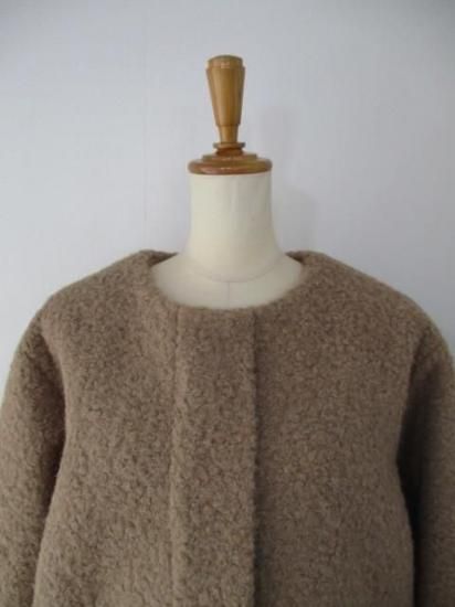 送料無料 ディニテコリエ Dignite collier モヘア混 ボアブルゾン レディース アウター IN-80256394 ノーカラー 防寒 軽量 暖かい 丈長め 25秋冬新作 MOCHA