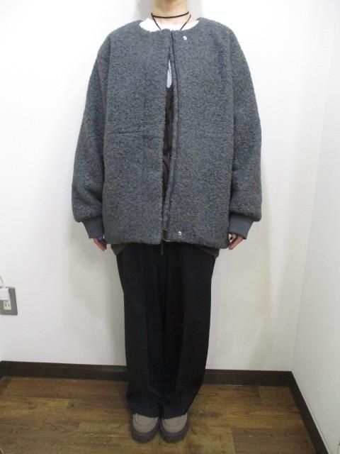 送料無料 ディニテコリエ Dignite collier モヘア混 ボアブルゾン レディース アウター IN-80256394 ノーカラー 防寒 軽量 暖かい 丈長め 25秋冬新作 CHARCOAL