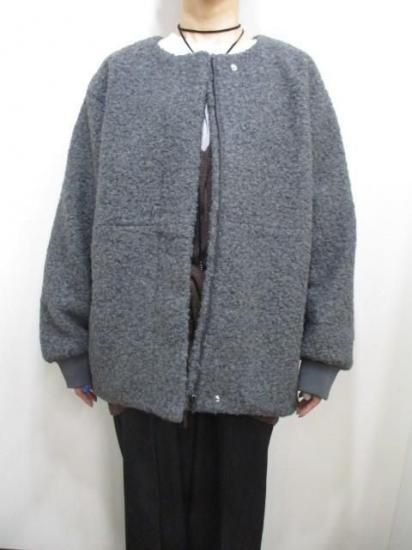 送料無料 ディニテコリエ Dignite collier モヘア混 ボアブルゾン レディース アウター IN-80256394 ノーカラー 防寒 軽量 暖かい 丈長め 25秋冬新作 CHARCOAL