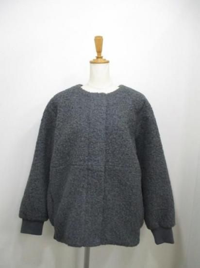 送料無料 ディニテコリエ Dignite collier モヘア混 ボアブルゾン レディース アウター IN-80256394 ノーカラー 防寒 軽量 暖かい 丈長め 25秋冬新作 CHARCOAL