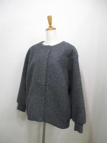 送料無料 ディニテコリエ Dignite collier モヘア混 ボアブルゾン レディース アウター IN-80256394 ノーカラー 防寒 軽量 暖かい 丈長め 25秋冬新作 CHARCOAL