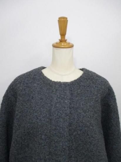 送料無料 ディニテコリエ Dignite collier モヘア混 ボアブルゾン レディース アウター IN-80256394 ノーカラー 防寒 軽量 暖かい 丈長め 25秋冬新作 CHARCOAL