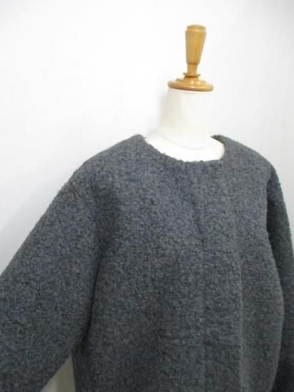 送料無料 ディニテコリエ Dignite collier モヘア混 ボアブルゾン レディース アウター IN-80256394 ノーカラー 防寒 軽量 暖かい 丈長め 25秋冬新作 CHARCOAL