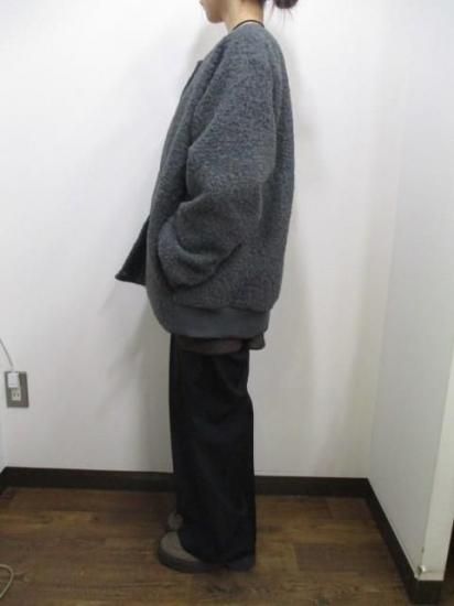 送料無料 ディニテコリエ Dignite collier モヘア混 ボアブルゾン レディース アウター IN-80256394 ノーカラー 防寒 軽量 暖かい 丈長め 25秋冬新作 CHARCOAL