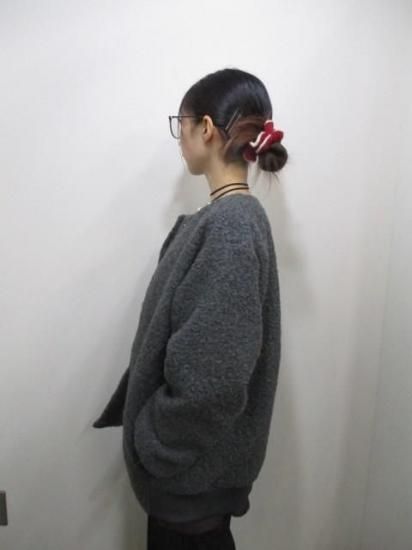 送料無料 ディニテコリエ Dignite collier モヘア混 ボアブルゾン レディース アウター IN-80256394 ノーカラー 防寒 軽量 暖かい 丈長め 25秋冬新作 CHARCOAL