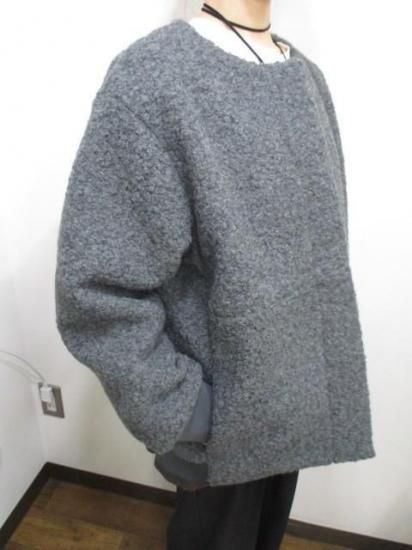 送料無料 ディニテコリエ Dignite collier モヘア混 ボアブルゾン レディース アウター IN-80256394 ノーカラー 防寒 軽量 暖かい 丈長め 25秋冬新作 CHARCOAL