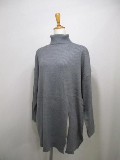 送料無料 シアントーキョー CYAN TOKYO アシメスリットオーバータートル 507415 アシメ スリット オーバータートル リブ 着心地 ゆったり 柔らかい 伸縮性 GRAY