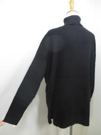 送料無料 シアントーキョー CYAN TOKYO アシメスリットオーバータートル 507415 アシメ スリット オーバータートル リブ 着心地 ゆったり 柔らかい 伸縮性 BLACK