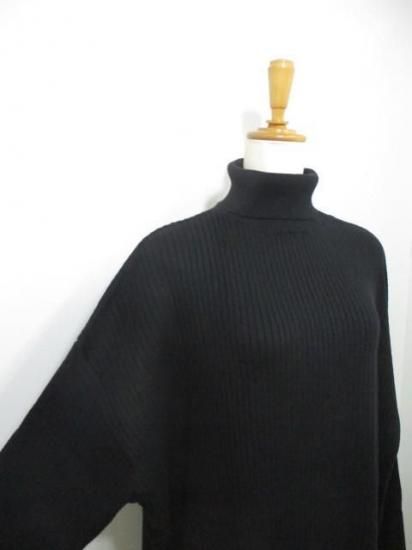 送料無料 シアントーキョー CYAN TOKYO アシメスリットオーバータートル 507415 アシメ スリット オーバータートル リブ 着心地 ゆったり 柔らかい 伸縮性 BLACK