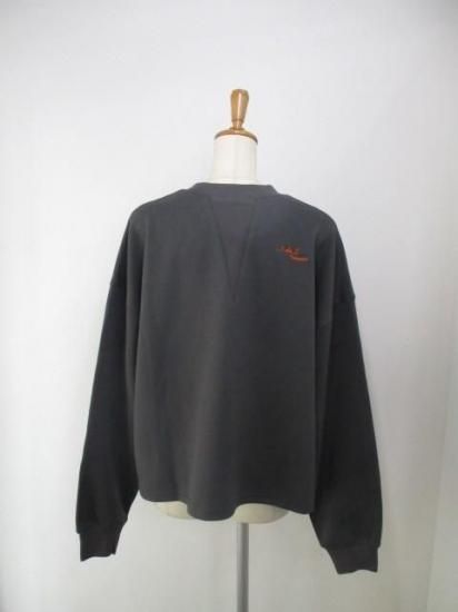 プライア Praia 刺繍バックリブカットソー LEQ-25120-チャコール×オレンジ