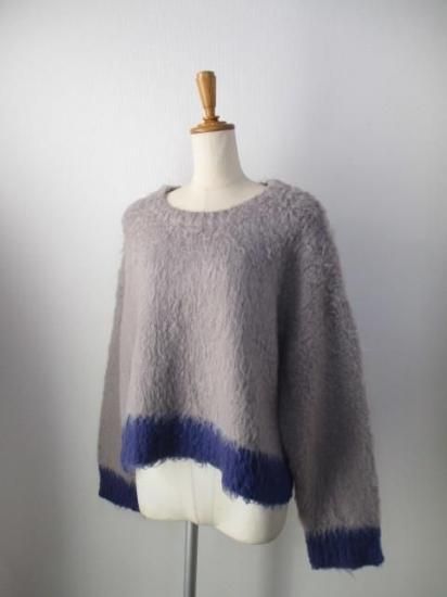 シアントーキョー CYAN TOKYO 配色カーリーショートニット 507416-ライトグレー