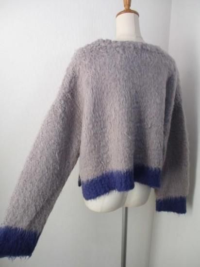 シアントーキョー CYAN TOKYO 配色カーリーショートニット 507416-ライトグレー