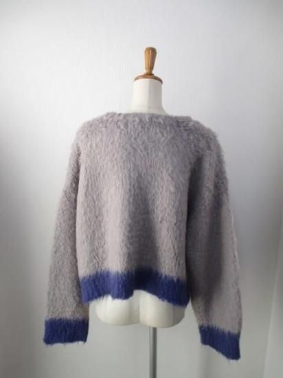 シアントーキョー CYAN TOKYO 配色カーリーショートニット 507416-ライトグレー