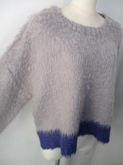 シアントーキョー CYAN TOKYO 配色カーリーショートニット 507416-ライトグレー