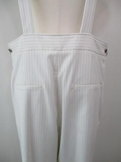 送料無料 アーモンドオイル ALMONDOIL ドビーストライプオーバーオール 252A1409 オーバーオール サロペット ストライプ 調節可能 カジュアル シーズンレス WHITE