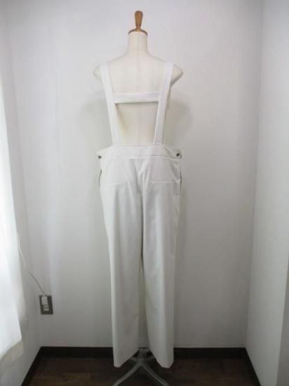 送料無料 アーモンドオイル ALMONDOIL ドビーストライプオーバーオール 252A1409 オーバーオール サロペット ストライプ 調節可能 カジュアル シーズンレス WHITE