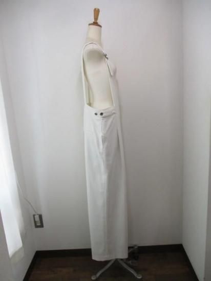 送料無料 アーモンドオイル ALMONDOIL ドビーストライプオーバーオール 252A1409 オーバーオール サロペット ストライプ 調節可能 カジュアル シーズンレス WHITE