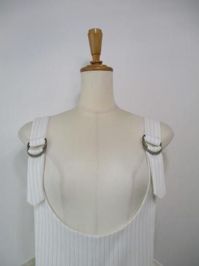 送料無料 アーモンドオイル ALMONDOIL ドビーストライプオーバーオール 252A1409 オーバーオール サロペット ストライプ 調節可能 カジュアル シーズンレス WHITE