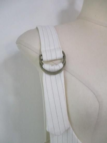 送料無料 アーモンドオイル ALMONDOIL ドビーストライプオーバーオール 252A1409 オーバーオール サロペット ストライプ 調節可能 カジュアル シーズンレス WHITE