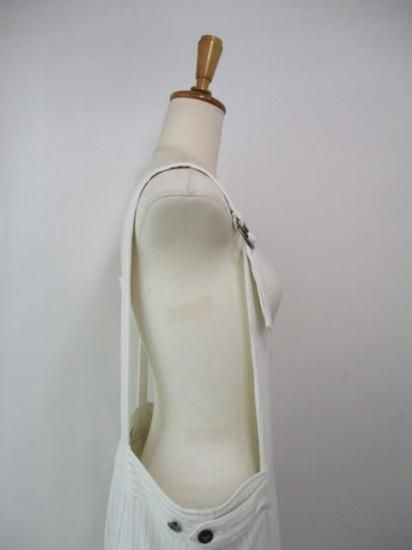 送料無料 アーモンドオイル ALMONDOIL ドビーストライプオーバーオール 252A1409 オーバーオール サロペット ストライプ 調節可能 カジュアル シーズンレス WHITE