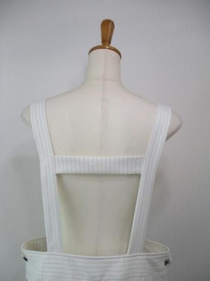 送料無料 アーモンドオイル ALMONDOIL ドビーストライプオーバーオール 252A1409 オーバーオール サロペット ストライプ 調節可能 カジュアル シーズンレス WHITE