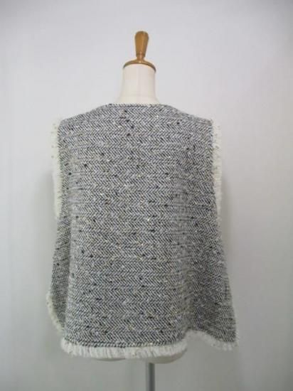 送料無料 シアントーキョー CYAN TOKYO ランダムラメツイードオープンベスト 507403 ツイード オープンベスト ファッション ジレ プルオーバー レイヤード ボタン BLACK