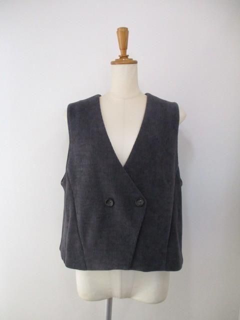 送料無料 AYANE アヤン ニットコーデュロイベスト 875812 レディース 25秋冬 ショート丈 ベスト チャコール カジュアル おしゃれ セットアップ対応 ニットベスト