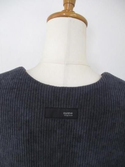 送料無料 AYANE アヤン ニットコーデュロイベスト 875812 レディース 25秋冬 ショート丈 ベスト チャコール カジュアル おしゃれ セットアップ対応 ニットベスト