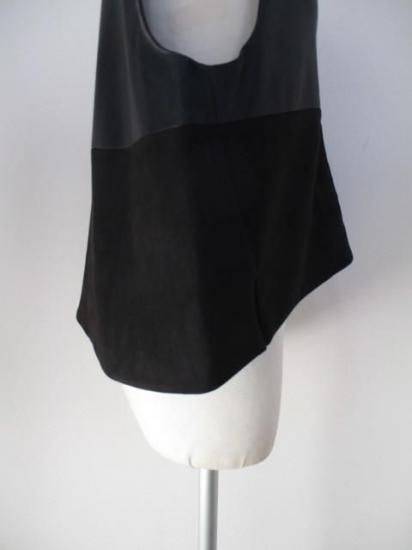 送料無料 プライア Praia フェイクレザー×スエード切替ジップベスト LEO-25106 レディース 25秋冬 新作 ベスト ジレ FREE BLACK