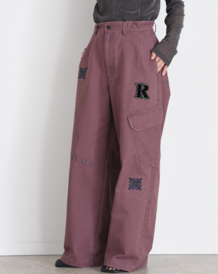 送料無料 エイミーロウ Eimee Law レタリング サイドポケットチノパン 84407L チノパン レタリング サイドポケット ハイウエスト モード 刺繍 ワッペン トレンド カジュアル PINK