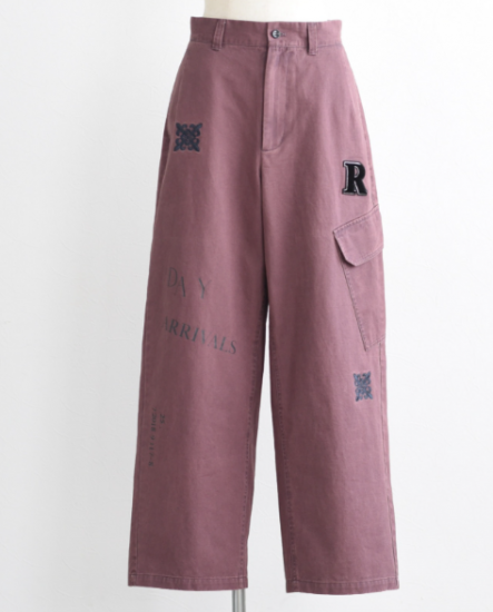 送料無料 エイミーロウ Eimee Law レタリング サイドポケットチノパン 84407L チノパン レタリング サイドポケット ハイウエスト モード 刺繍 ワッペン トレンド カジュアル PINK