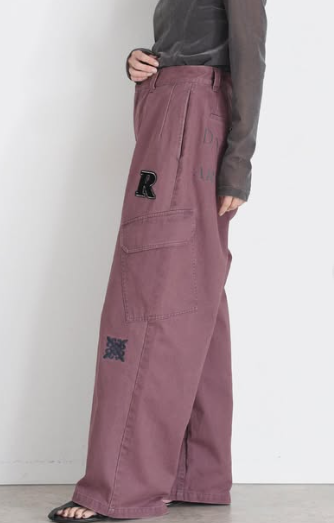 送料無料 エイミーロウ Eimee Law レタリング サイドポケットチノパン 84407L チノパン レタリング サイドポケット ハイウエスト モード 刺繍 ワッペン トレンド カジュアル PINK