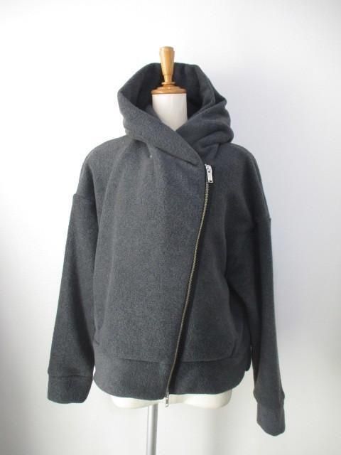 ブティックオーディナリー Boutique Ordinary Fleece Draped Motorcycle Jacket BO25-320T-チャコールグレー