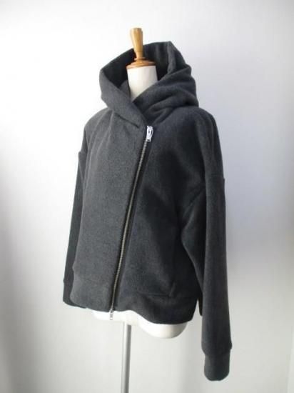 ブティックオーディナリー Boutique Ordinary Fleece Draped Motorcycle Jacket BO25-320T-チャコールグレー