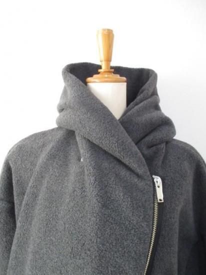 ブティックオーディナリー Boutique Ordinary Fleece Draped Motorcycle Jacket BO25-320T-チャコールグレー
