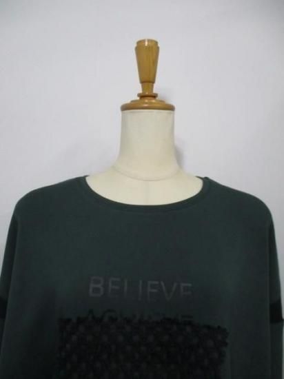 送料無料 プライア Praia カギバリレース+プリントコクーンカットソー LEO-21100B カギバリレース カットソー ダブルフェイス コクーン トップス 着心地 GREEN