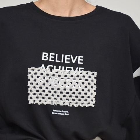 送料無料 プライア Praia カギバリレース+プリントコクーンカットソー LEO-21100B カギバリレース カットソー ダブルフェイス コクーン トップス 着心地 BLACK