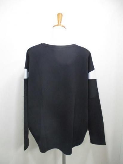 送料無料 プライア Praia カギバリレース+プリントコクーンカットソー LEO-21100B カギバリレース カットソー ダブルフェイス コクーン トップス 着心地 BLACK