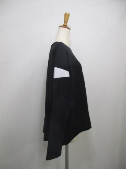 送料無料 プライア Praia カギバリレース+プリントコクーンカットソー LEO-21100B カギバリレース カットソー ダブルフェイス コクーン トップス 着心地 BLACK