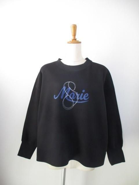 送料無料 マリードール MARIED'OR 裏起毛プリント×刺繍ロゴドルマンスウェット 14123 ドルマンスウェット 裏起毛 刺繍 ロゴ ラグランスリーブ カジュアル BLACK