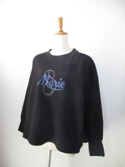 送料無料 マリードール MARIED'OR 裏起毛プリント×刺繍ロゴドルマンスウェット 14123 ドルマンスウェット 裏起毛 刺繍 ロゴ ラグランスリーブ カジュアル BLACK
