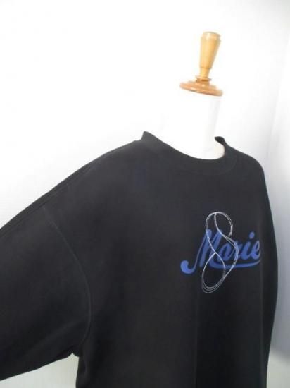 送料無料 マリードール MARIED'OR 裏起毛プリント×刺繍ロゴドルマンスウェット 14123 ドルマンスウェット 裏起毛 刺繍 ロゴ ラグランスリーブ カジュアル BLACK