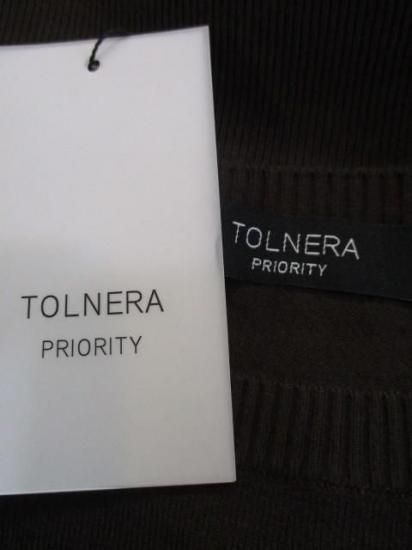 送料無料 トルネラ TOLNERA ラインニット T57112PL レディース 25秋冬 配色ライン ゆったり 薄手ニット チクチクしない Mサイズ-ブラウン