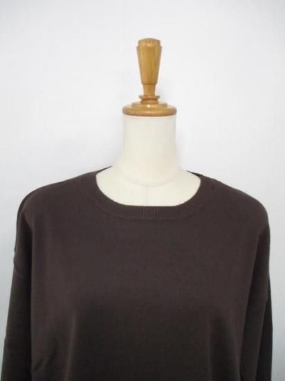 送料無料 トルネラ TOLNERA ラインニット T57112PL レディース 25秋冬 配色ライン ゆったり 薄手ニット チクチクしない Mサイズ-ブラウン