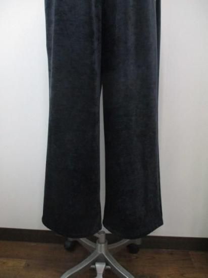 エイミーロウ Eimee Law テキスト刺繍リラックスベロアパンツ 84567L-2-ネイビーグレー