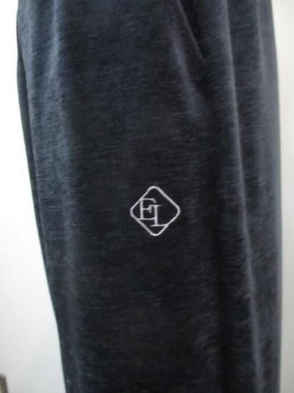 エイミーロウ Eimee Law テキスト刺繍リラックスベロアパンツ 84567L-2-ネイビーグレー