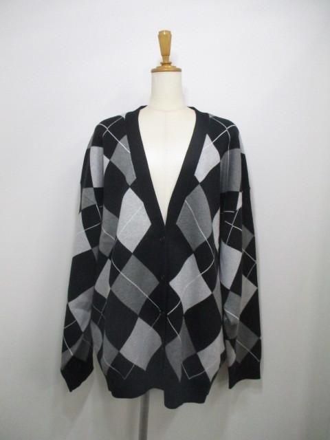 送料無料 アヤン ayane アーガイルニットカーディガン 896124 アーガイル ニット カーディガン ゆったり 体型カバー 柔らかい ファッション BLACK