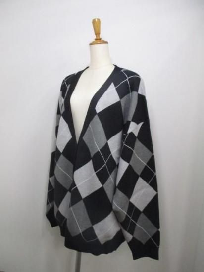 送料無料 アヤン ayane アーガイルニットカーディガン 896124 アーガイル ニット カーディガン ゆったり 体型カバー 柔らかい ファッション BLACK