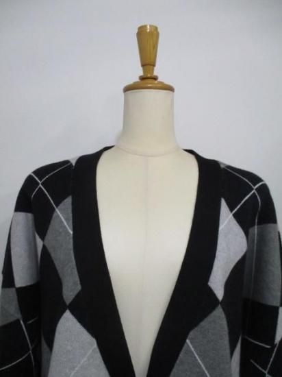 送料無料 アヤン ayane アーガイルニットカーディガン 896124 アーガイル ニット カーディガン ゆったり 体型カバー 柔らかい ファッション BLACK